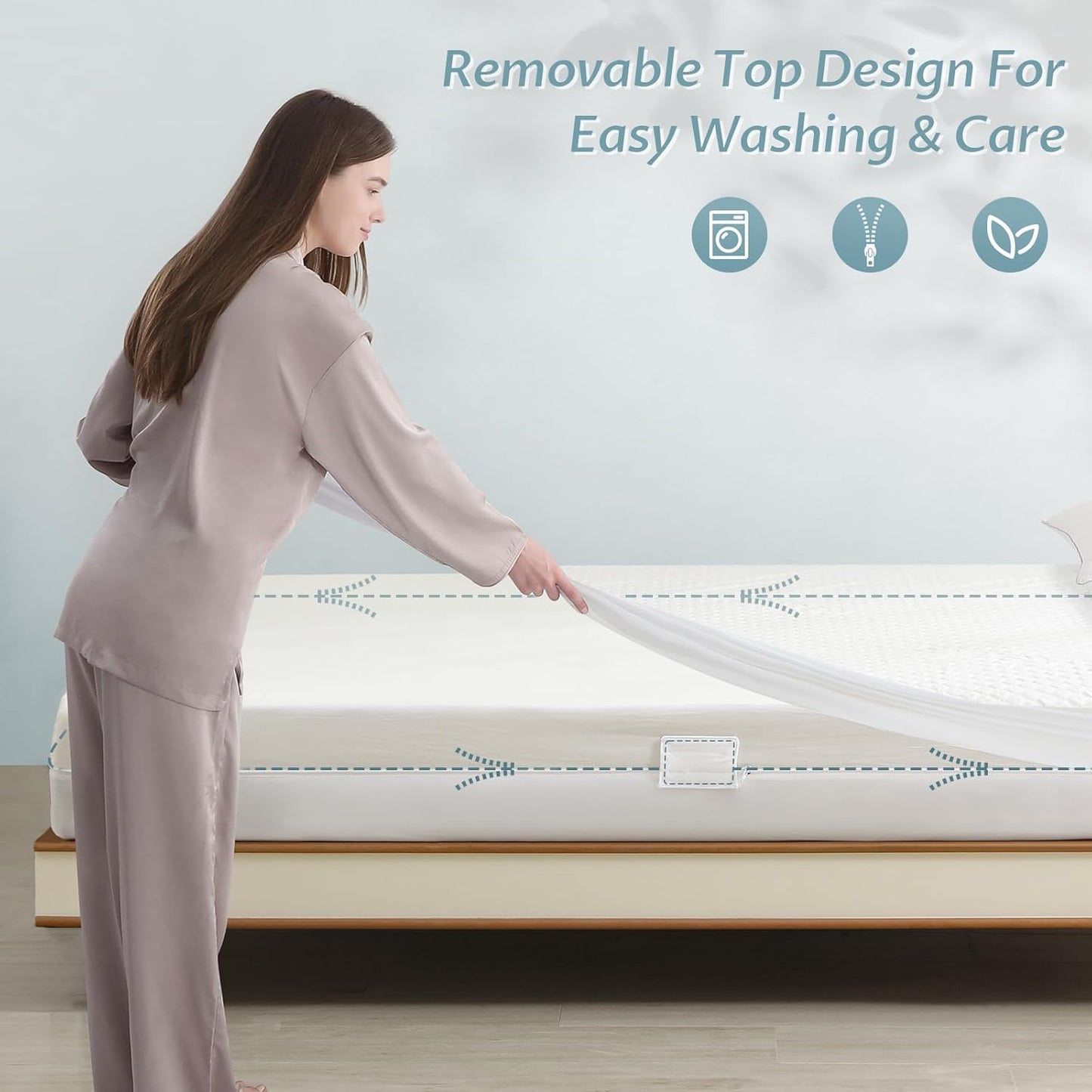 Full Size Mattress Protector with Zipper - 100% Waterproof Zippered Mattress Cover - Soft & Cooling Noiseless Bed Mattress Covers - Top Removable Mattress Encasement 10-12" Deep