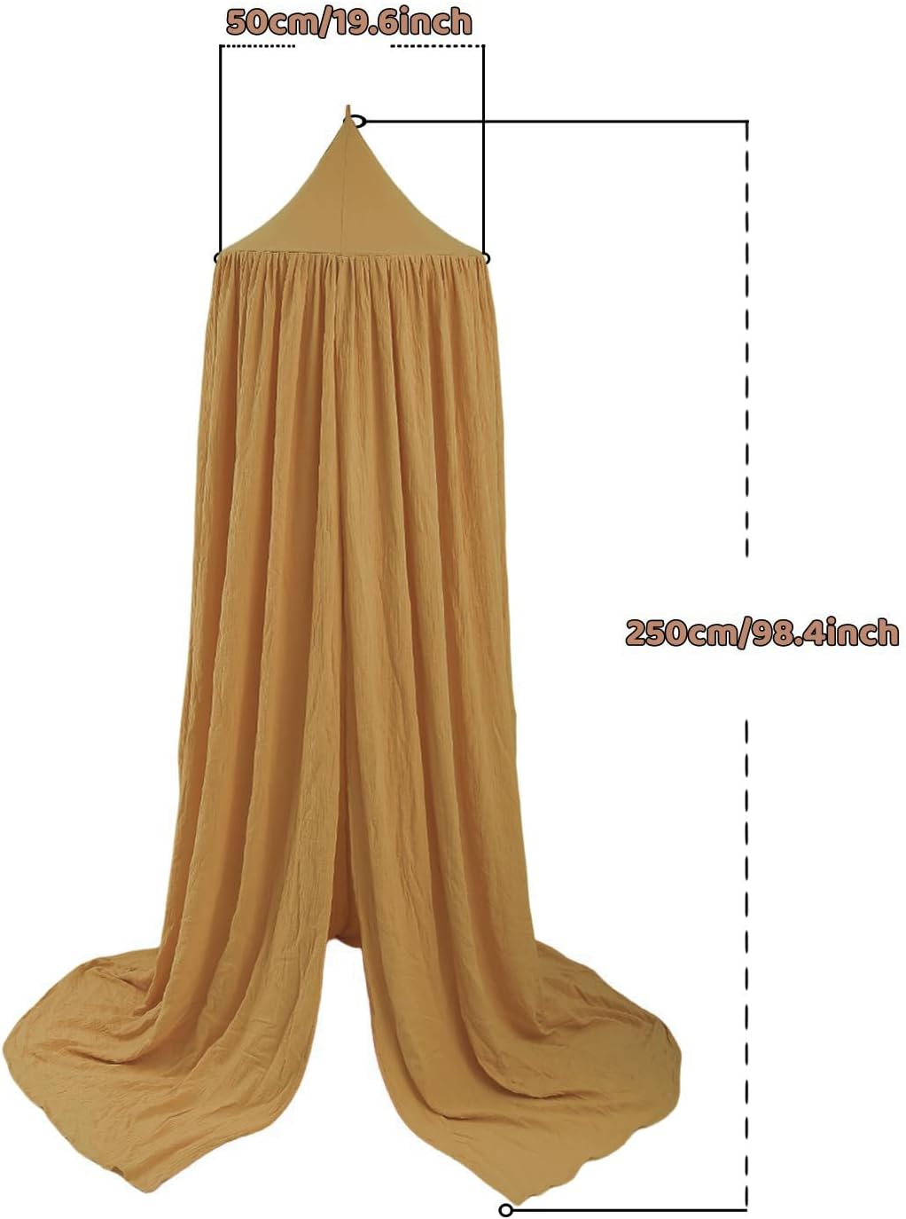 Cotton Kids Bed Canopy, Nursery Room Baby Crib Hanging Curtain Mosquito Net Hideaway Bedding Children Reading Nook Decoration, Pastel Neutral Color for Boys & Girls (Khaki)