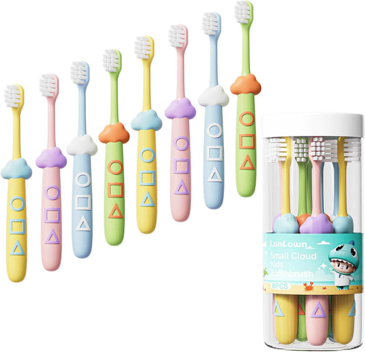 Kids Toothbrushes 8 Pack,Soft Bristle Toothbrush for Toddlers 2-12 Years Old, Cute Multicolor Boys Girls Toothbrushes,Clean Kids Teeth Bristles Not Easy to Shed