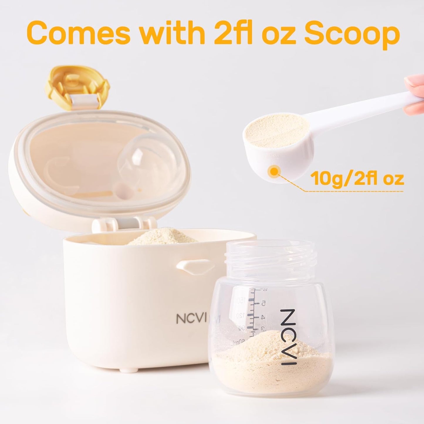NCVI Formula Dispenser On the Go, Portable Baby Travel Milk Powder Formula Container Holder to Go with Scoop Suitable for Diaper Bag Backpack, Ready to Brew Milk Newborn Infant (White Sheep)