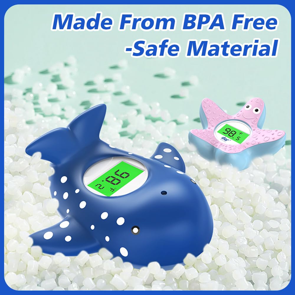 Baby Bath Thermometer, Infant Digital Water Thermometer Safety with 3 Color Backlit and Temperature Warning, Room Thermometers Floating Toy for Infant, Toddler, Bathtub, Swimming Pool (Navy Blue)