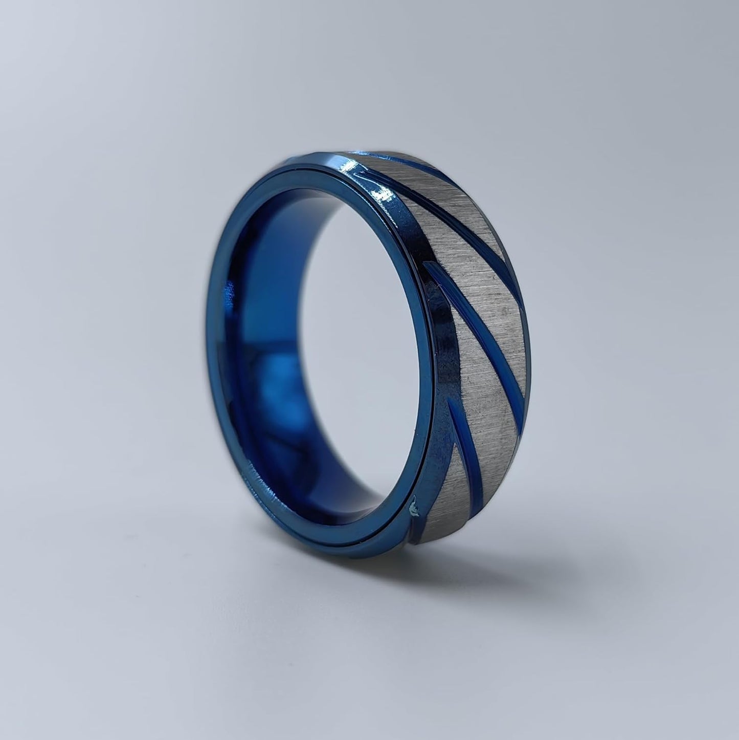 EDC Fidget Slider Fidget Toy Adult Stress Relief Metal Ratchet Ring Jewelry ADHD Recreational Fidget Toy Tactile Coin (Blue, 13)