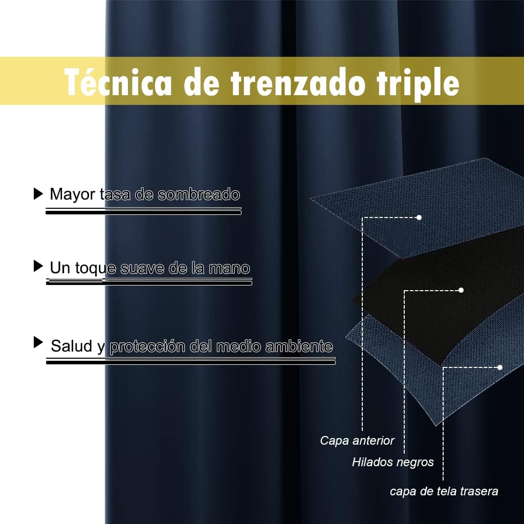 NICETOWN 100% Blackout Curtains with Black Liners, Thermal Insulated 2-Layer Lined Drapes, Energy Efficiency Small Window Draperies for Dining Room (Navy Blue, 2 Panels, 42 inches W by 54 inches L)