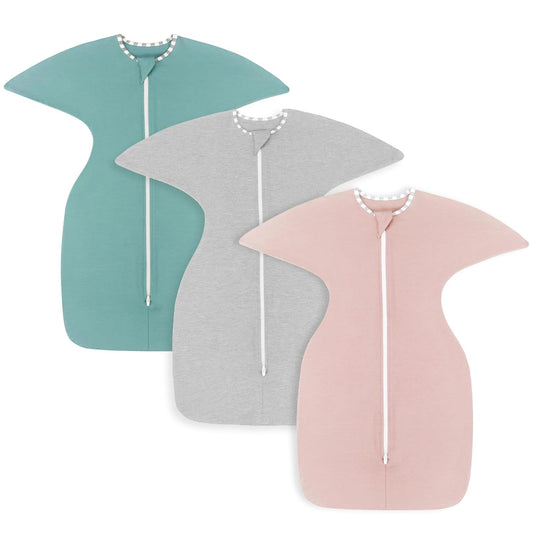 PuppyPaws Baby Sleep Sack 3-Pack Set, Transitional Swaddle, Sleep Sack 3-6 Months, Wearable Blanket Baby with 2-Way Zipper Summer, 95% Rayon derived from Bamboo, 5% Spandex