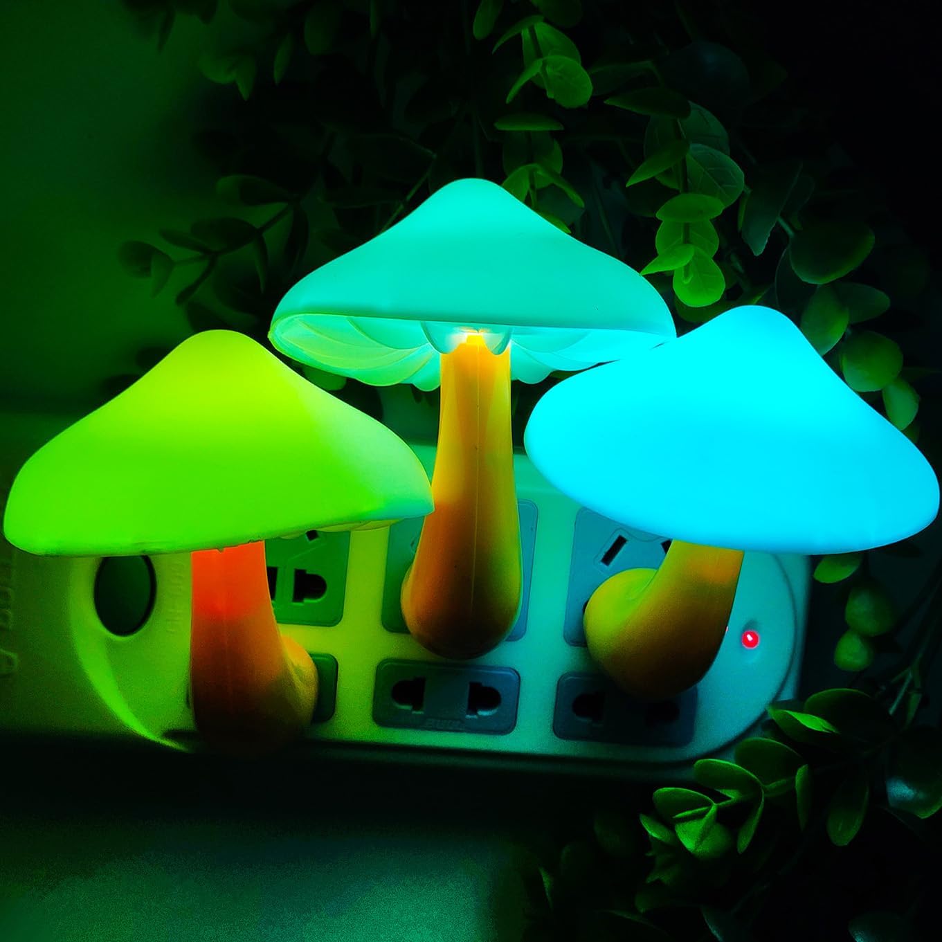 AUSAYE 3 Pack Sensor LED Night Light Plug in Lamp 7 Color Changing Mushroom Light Cute Night Lights for Adults Kids NightLight Bedroom,Bathroom,Toilet,Hallway,Stairs,Kitchen,Basement