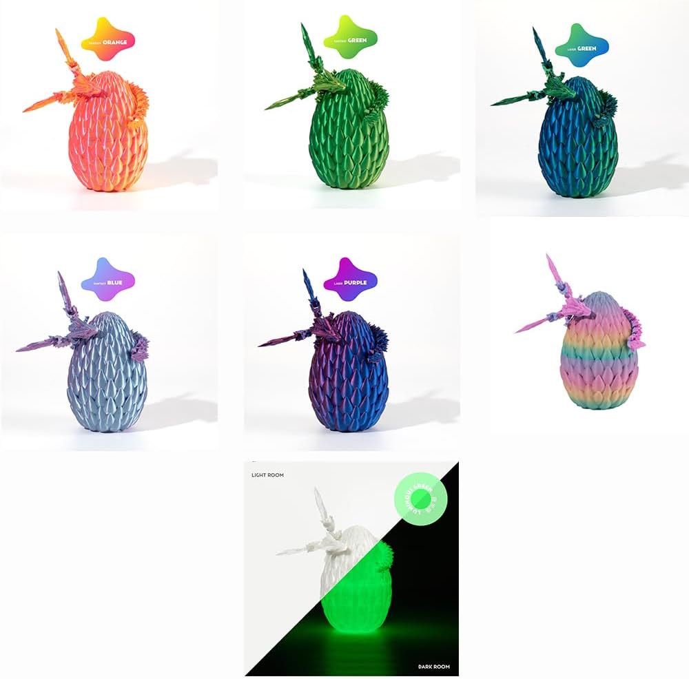 GerRit 3D Printed Dragon，Crystal Dragon，3D Printed Stuff，Dragon Fidget Toy，3D Dragon Eggs with Dragon Inside，Home Office Decoration, Administrative Desk Toys (Laser Violet)