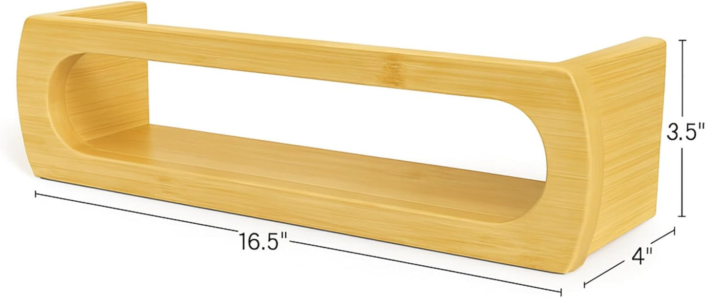 Bamboo Nursery Book Shelves, Fully Assembled For Easy Use - Set of 3 Floating Shelves for Wall Kids, Wall Mounted Book Shelves For Kids Room, Baby Room, Toddler Room, Nursery Decor, 16.5 Inch Natural