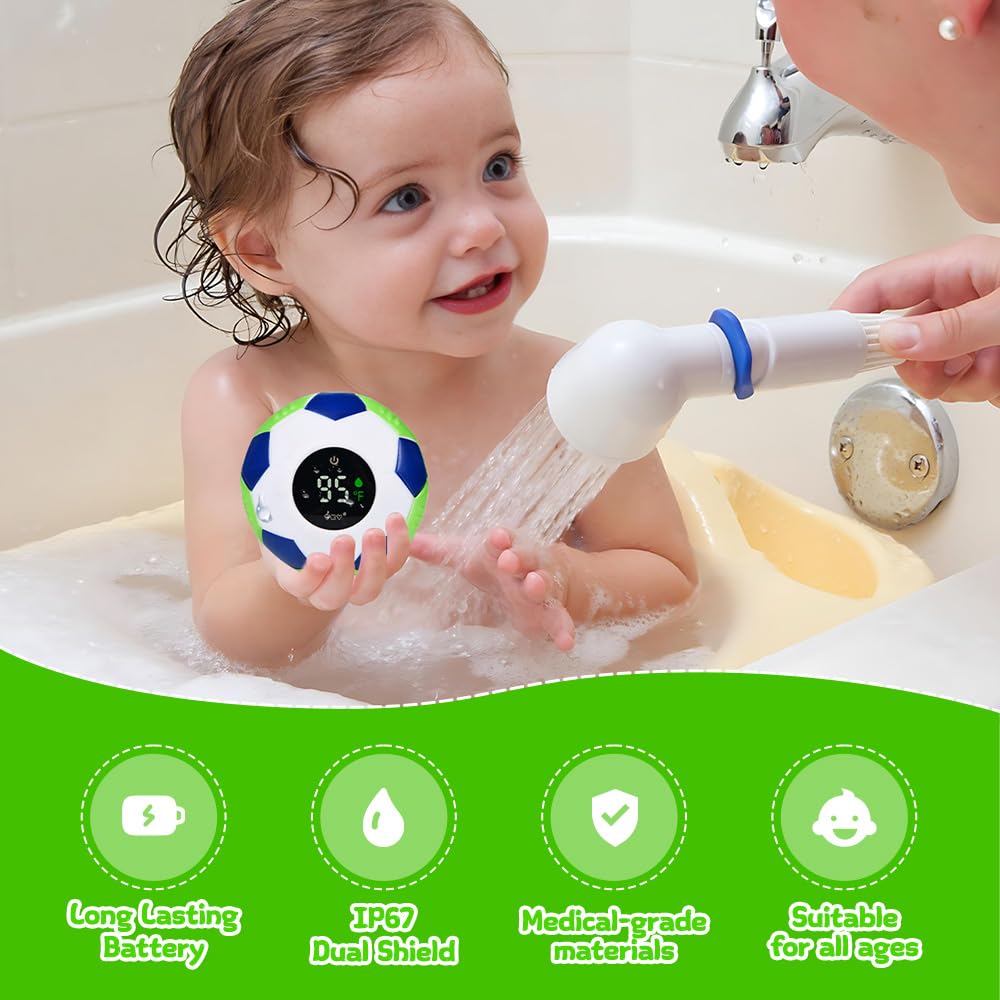 TKY Baby Bath Thermometer with Floating Toys - Digital Water & Room Temperature Monitor, Rechargeable Thermometer with Alerts for Newborn Bath Essentials, Infant Safety