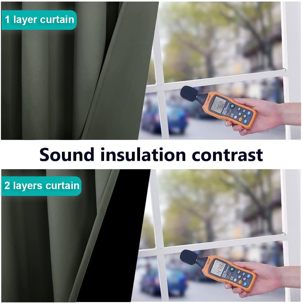 NICETOWN 100% Blackout Curtains 84 inches Long, Pair of Energy Smart & Noise Blocking Out Drapes for Baby Room Window, Thermal Insulated Guest Room Lined Window Dressing(Dark Mallard, 52 inches Wide)