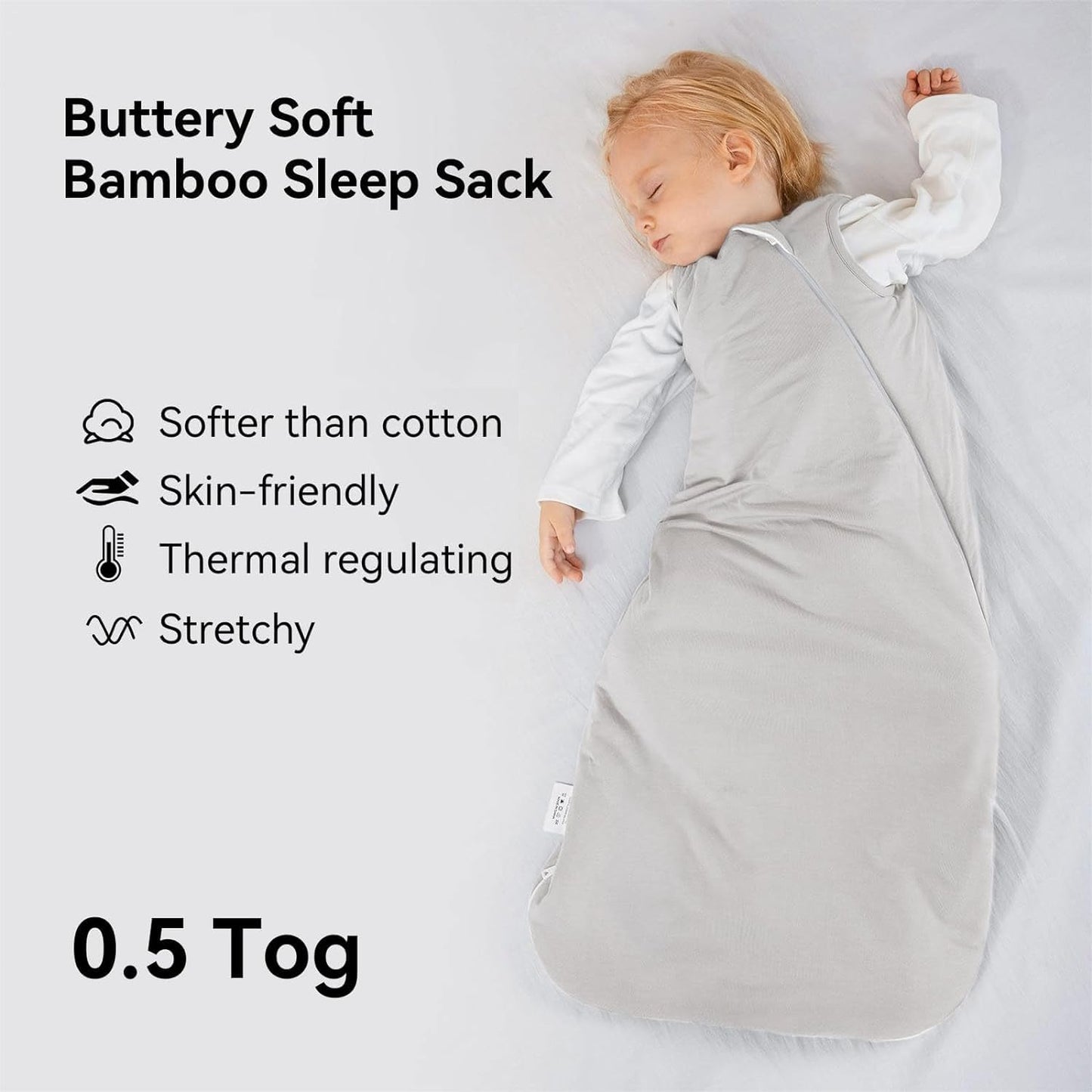 BubblePanda Rayon Made from Bamboo Sleep Sack 2t-3t 0.5 Tog Soft Lightweight Toddler Sleep Sack 24-36 Months for Babies 2-Way Zipper Wearable Blanket Baby 3t