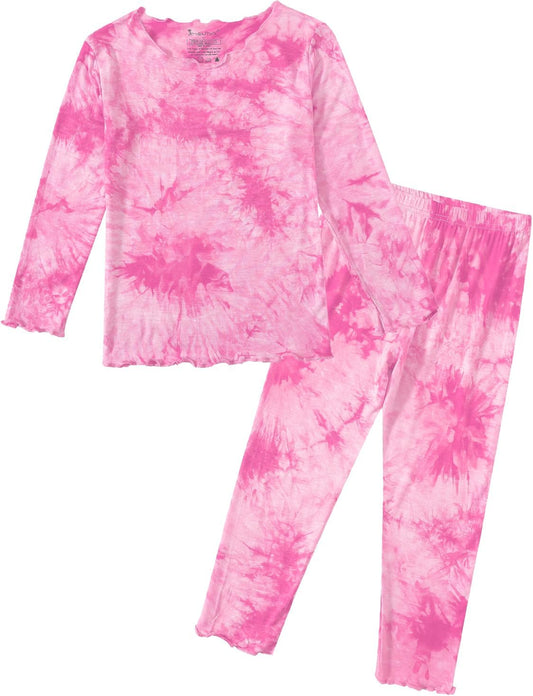 Jimonda Kids Soft Rayon From Bamboo Sleepwear Long Sleeve Boys Girls Pajama Outdoor 2-Piece tops&pant Casual sets Tie Dye PJ