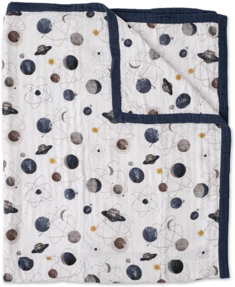 Little Unicorn Premium Quilted Throw | Super Soft, Multi-Layered Muslin XL Blanket| Great for Kids & Families (Planetary)