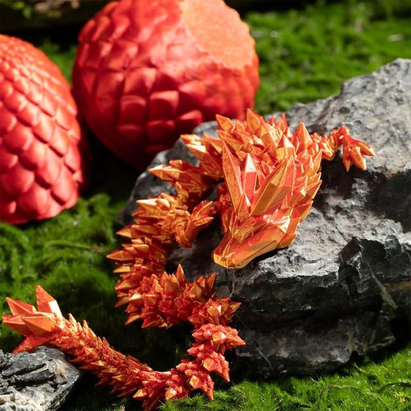 Easter Eggs, 12In Boys Dragon Toys, 3D Printed Dragon Eggs with Articulated Dragon Inside, Dragon Surprise Eggs Fidget Toys, Executive Desk Toys, Easter Egg Fillers Easter Gifts for Kids (Laser Red)