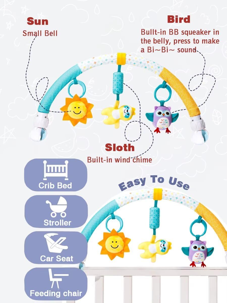 Pau1Hami1ton Baby Stroller Arch Toys, Car Seat Toys,Bouncer Toy Bar/Mobile for Bassinet,Adjustable Baby Hanging Toys Fit for Crib Bed,Stroller,Car Seat,Baby Gifts.S-19(Sloth)