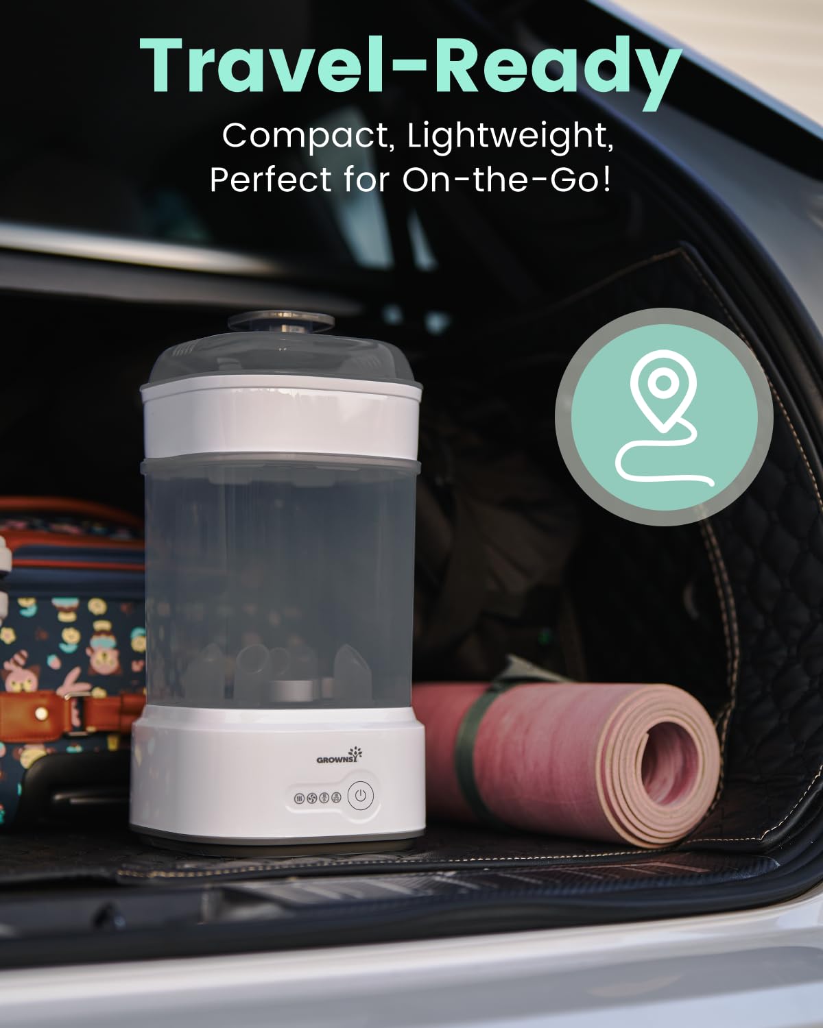 Bottle Sterilizer and Dryer, Compact Electric Steam Baby Bottle Sterilizer (Esterilizador de Biberones), Bottle Sanitizer for Baby Bottles, Pacifiers, Pump Parts Black