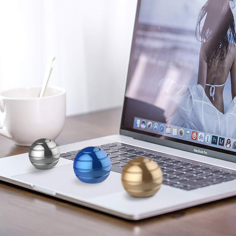 Kinetic Desk Spinning Toy, 1.54'' Kinetic Desktop Toy Ball for Anxiety ADHD, Optical Illusion Fidget Toys for Office for Adults, Fidgets Toys for Father, Mother, Son, Daughter (39MM, Blue)