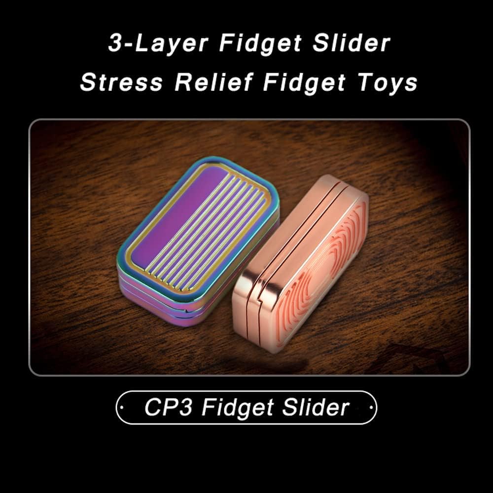STONESTAR CP3 Fidget Slider - Magnetic Metal Fidget Toys Stress Relief Toy, Men’s EDC Fidget Toy Haptic Coin Office Desk Toys Gifts for Adults (Colorful)