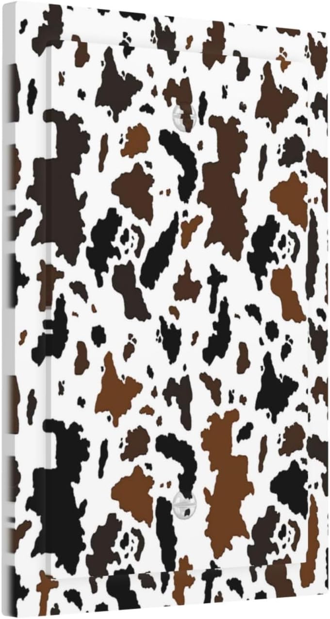 Light Switch Cover Plate Rustic Cowhide Highland Cow Milk Cow 1 Gang No Device Blank Electrical Wall Plates Faceplate Decorative Switch Plate For Farmhouse Home Decor