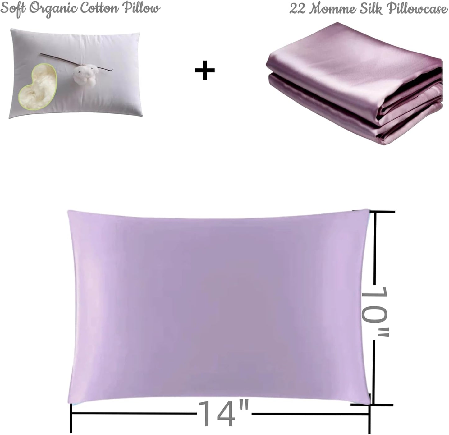 Organic Silk Baby Pillowcase with Zipper, Small 10"x13" Pillow Cover for Boys & Girls, Ideal for Bed & Travel, Soft for Kids Hair & Skin, Hypoallergenic Pillowcases for Toddlers (Mauve Plum+Pillow)