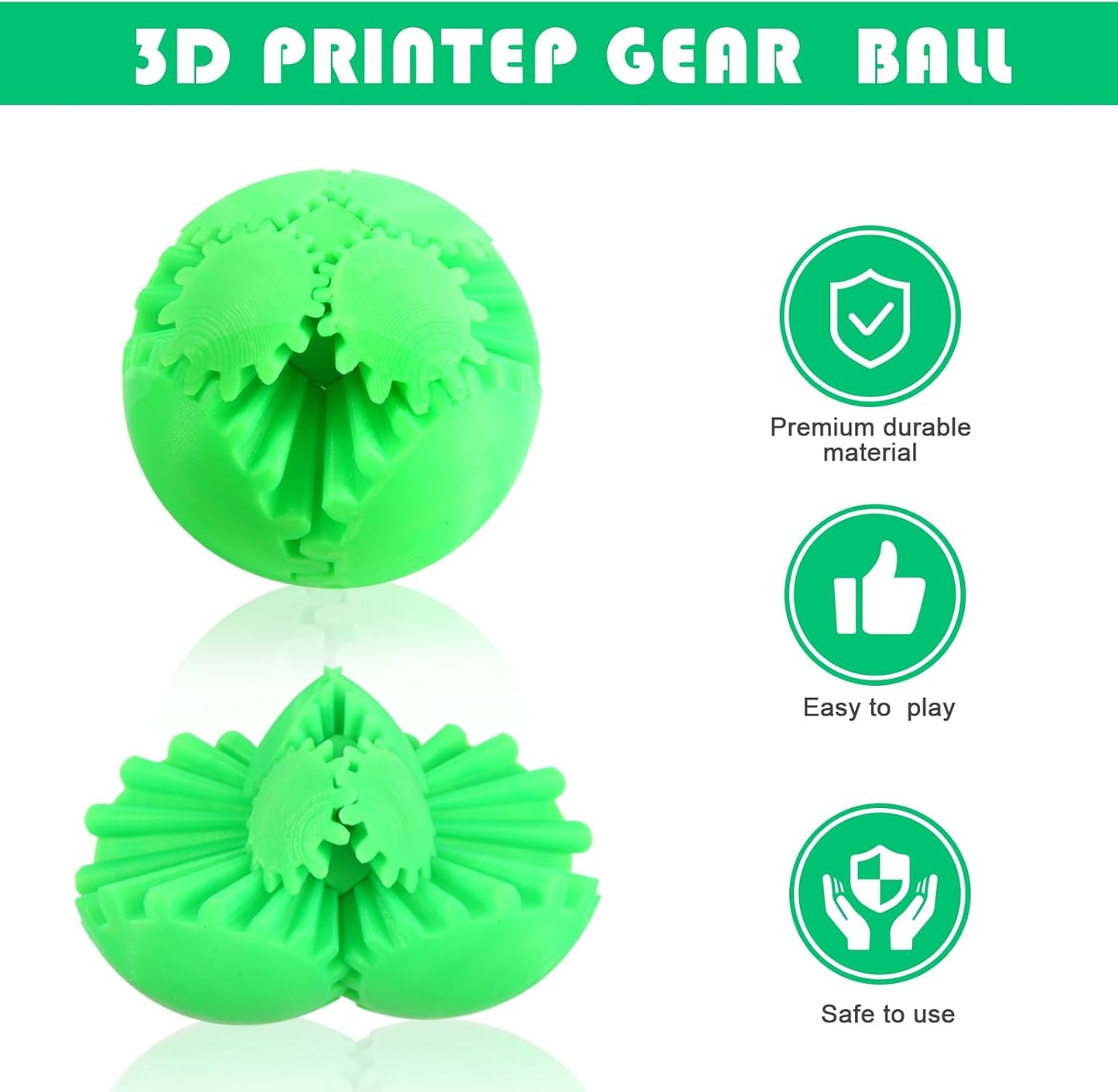 MerryXD Gear Ball Fidget Toy,GearSphere Desk 3D Printed Perfect for Stress and Anxiety Relaxing Fidget Toy Gear Fidget Sphere Activity Gear Ball for Adults Grow in The Dark Green