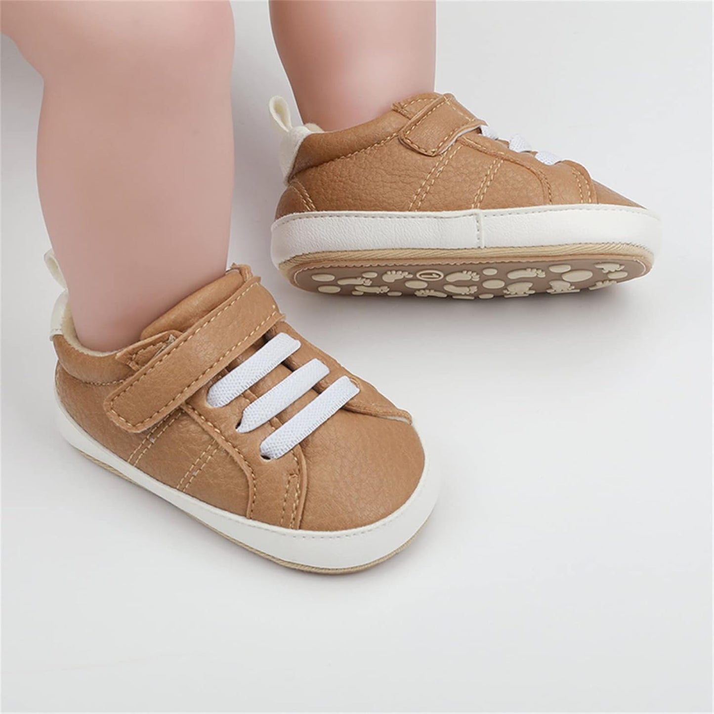 SOFMUO Baby Boys Girls High Top Ankle PU Leather Sneakers Soft Rubber Sole Infant Moccasins Newborn Oxford Loafers Anti-Slip Toddler Wedding Uniform Dress Shoes