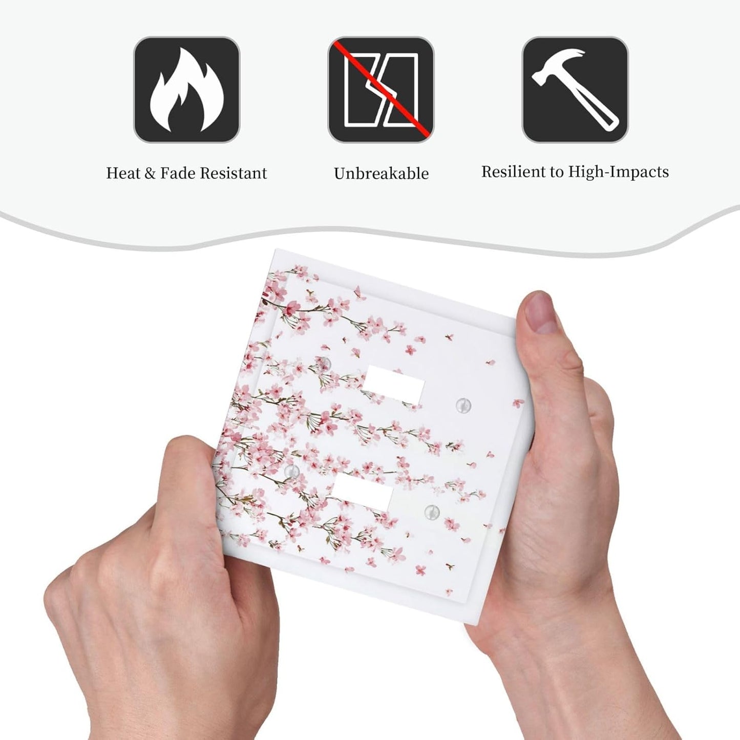 Decorative Switch Plates Sakura Plant Floral Pink Flowers 2 Gang Double Toggle Outlet Light Switch Cover Wall Plate Electrical Faceplate For Bed Room Living Room Decor