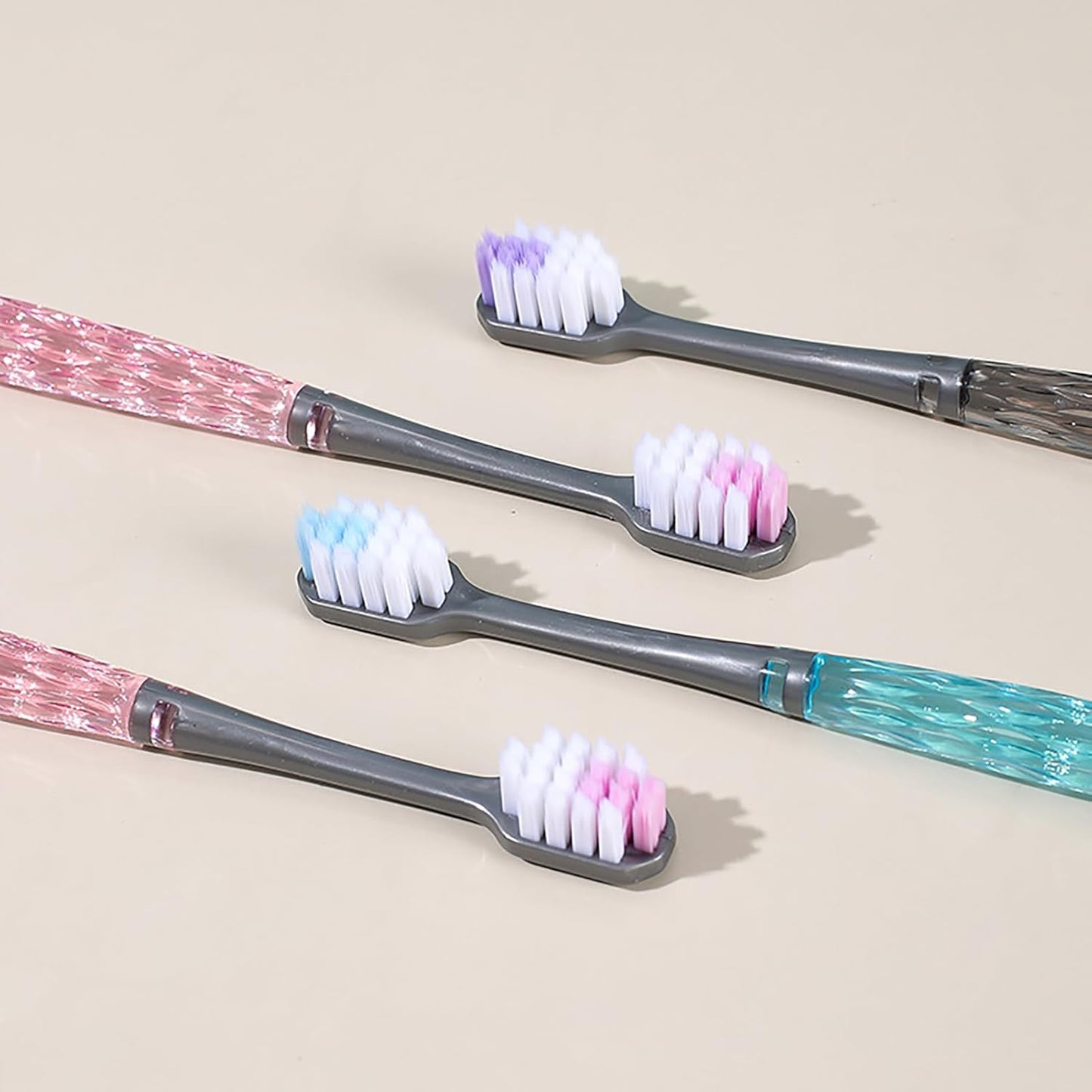 EasyHonor Soft Toothbrushes, Adult Medium Bristle Toothbrushes with Fashion Color Crystal & Non-Slip Handle and Wide-Head and Square Hole Bristles, Soft Toothbrush for Sensitive Gums (6 Pack)