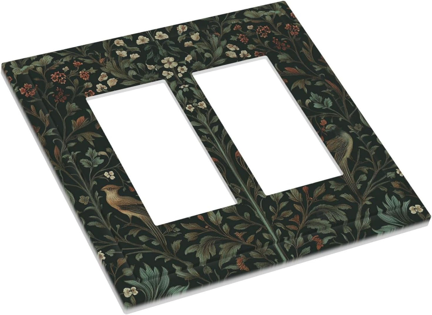 Decorative Outlet Covers Vintage Morris Colorful Flower Green Leaf 2 Gang Double Gfci Rocker Electrical Wall Panels Light Switch Cover Plate For Bed Room Living Room Decor