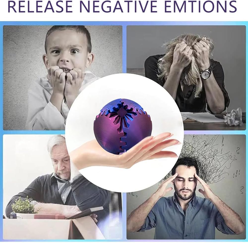 Gear Ball 3D Printed Gear Ball Spin Ball or Cube Fidget Toy, 2024 Gear Sphere, 3D Printed Gear Ball Spin Ball Gear Fidget Toy, Gear Ball Fidget Toy (Green)