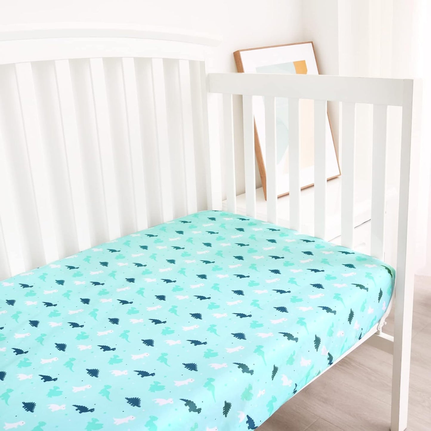 Crib Sheets for Boys or Girls 4-Pack, Fitted Crib Sheet 52'' x 28'' for Standard Crib & Toddler Mattress, Soft and Breathable Material, Baby Crib Sheets Neutral, Aqua