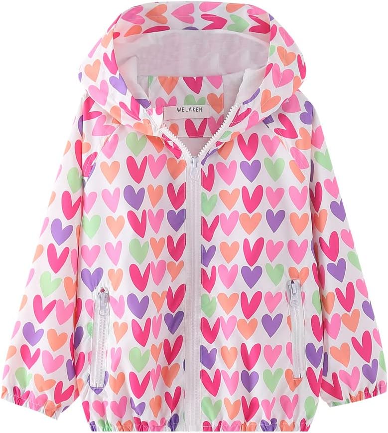 WELAKEN Lightweight Jacket for Girls Kids & Toddler II Girls' Print Water-Resistant Jacket