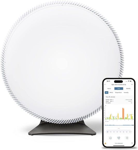 IQAir Atem X Smart Air Purifier for Large Room up to 1650 sq. ft., WiFi App Control, HyperHEPA Filters Wildfire Smoke, Viruses, Bacteria, Allergies, Asthma Triggers, Mold, Made in Germany