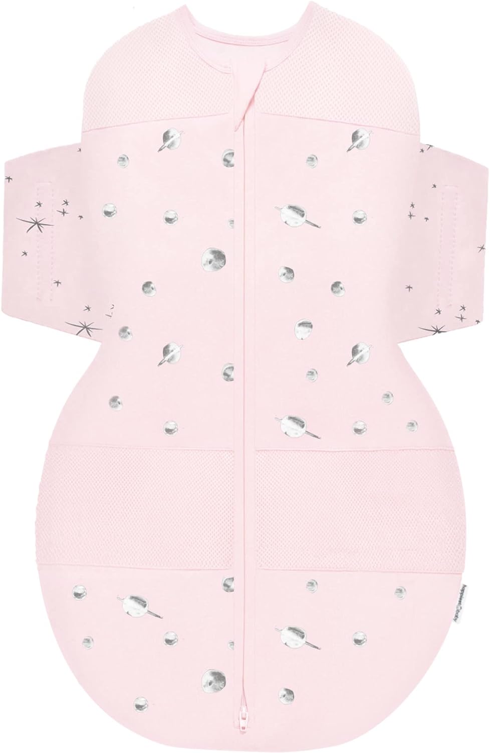 Happiest Baby SNOO Sleep Sack - 100% Organic Cotton Baby Swaddle Blanket - Doctor Designed Promotes Healthy Hip Development (Rose Planets, Medium)