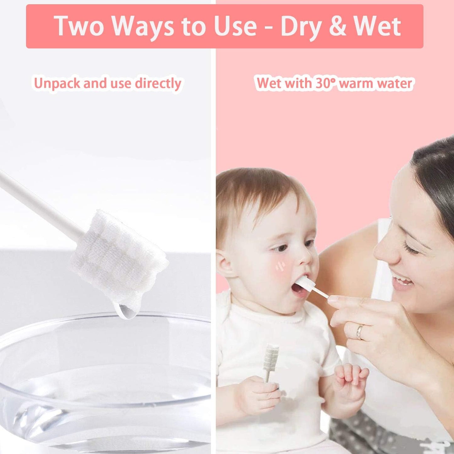 102PCS Baby Tongue Cleaner,Baby Oral Cleaner Newborn Baby Toothbrush,Disposable Infant Toothbrush Clean Baby Mouth,Gauze Gum Cleaner Stick Dental Care for 0-36 Month Baby+1 Finger Toothbrush with Case