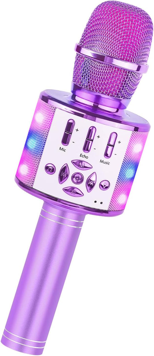Amazmic Toys for Girls, Kids Karaoke Microphone Toddler Microphone for Kids with Lights, Birthday Gift for Girls, Boys Toy Age 3 4 5 6 7 8+(Light Purple)