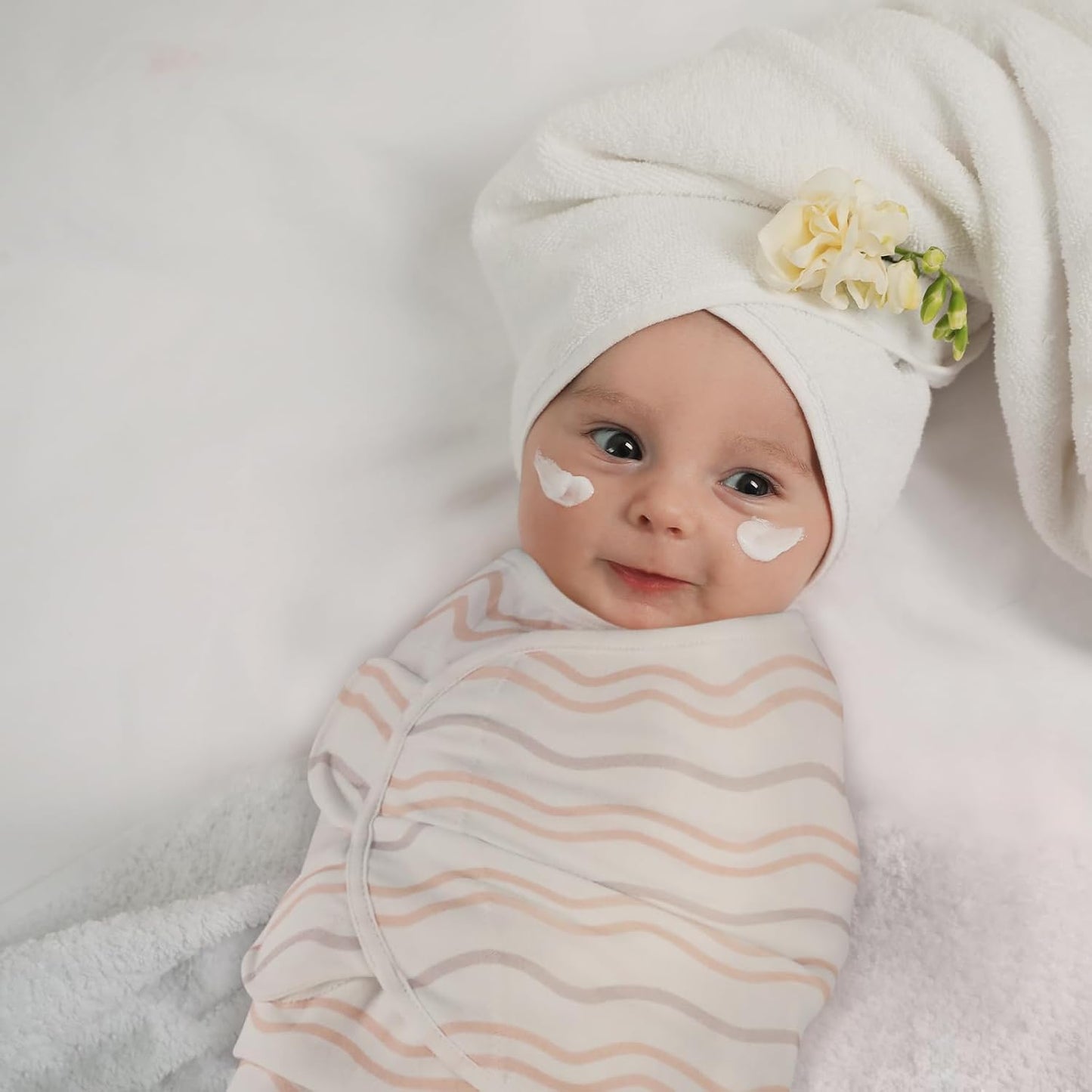 GLLQUEN BABY Swaddles for Newborn - 3 Pack Swaddle 0-3 Months, for Newborn Baby Boys and Girls, Soft Swaddle Blanket Wrap, Easy Change, Rainbow & Wave