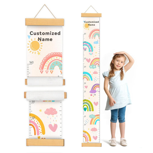 Personalized Name Height Chart for Kids, Rainbow Height Measurement for Wall, Child Height Measure Wall Chart Bedroom Nursery Wall Decoration, Playroom Essentials, Children's Day Gifts