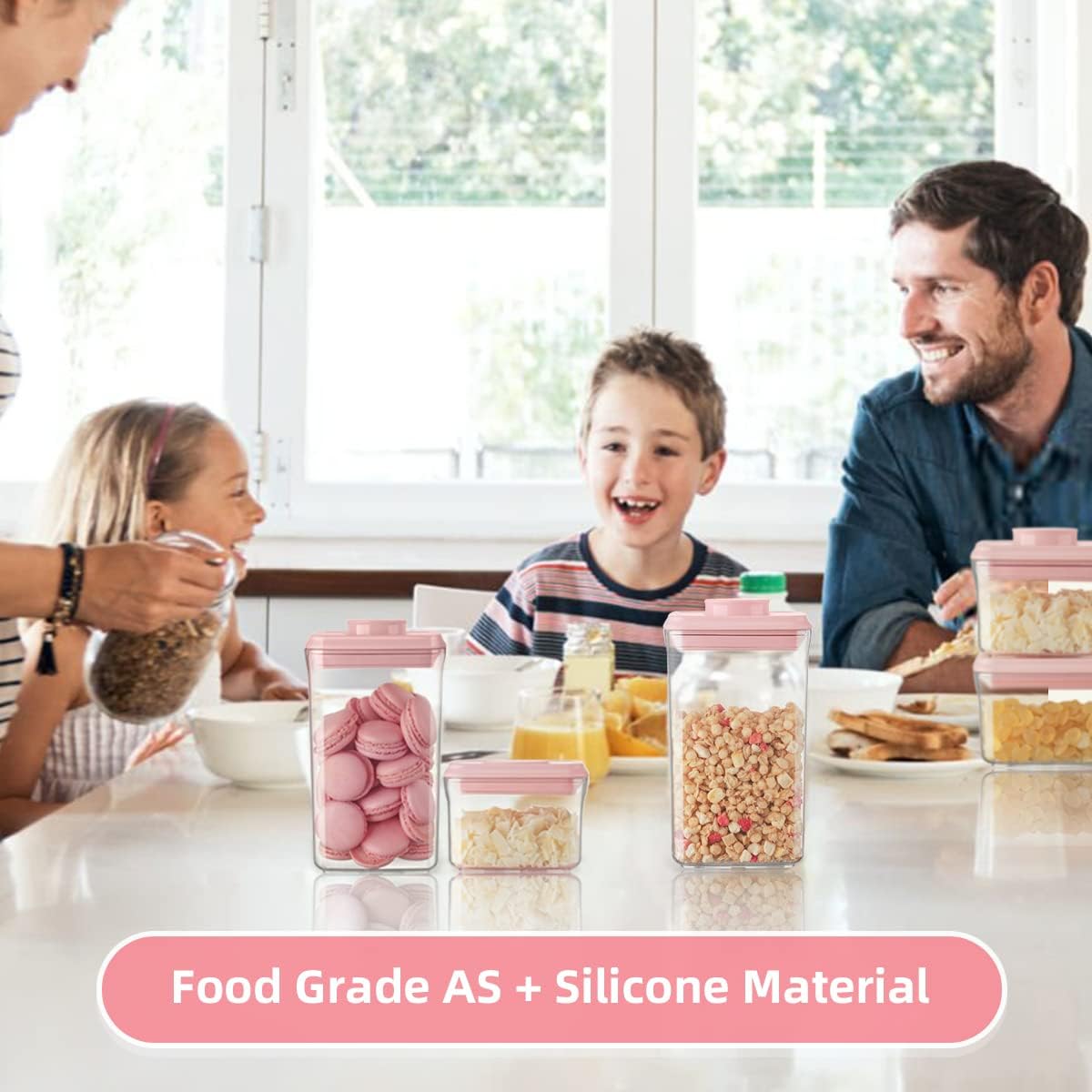 Ankou Airtight Food Storage Container - 7 Pcs One Button Handy Container Stackable Food Containers for Snacks Candy Salt Herbs Spices Coffee Bean Formula Popcorn BPA-Free Tight Seal