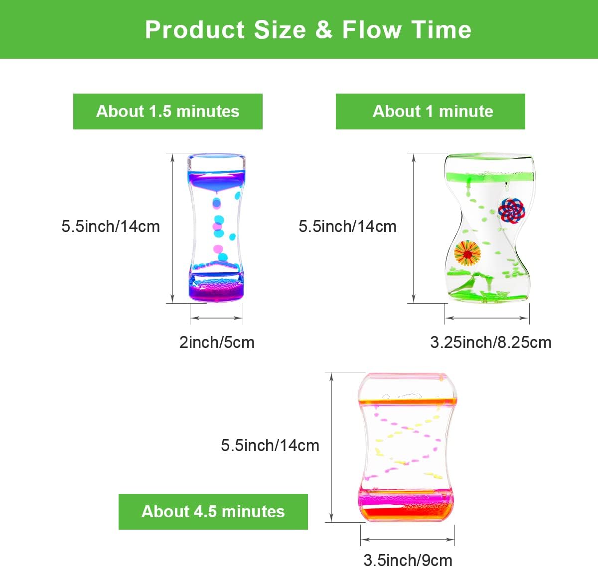 Coitak Liquid Motion Bubbler Timer for Sensory Play, Fidget Toy, Desk Top, 3 Pack, Assorted Colors (Style-1)