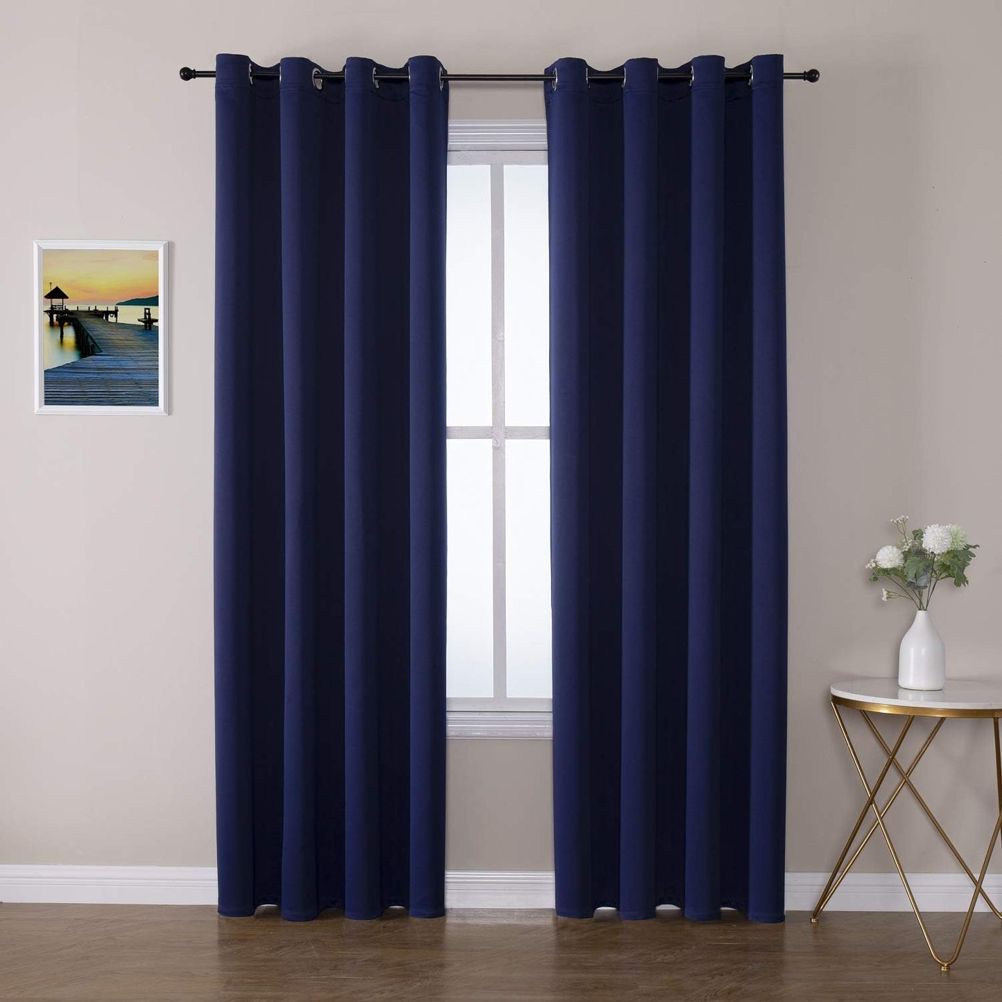 ChrisDowa Blackout Curtains 120 Inches Long 2 Panels Set for Living Room, Grommet Thermal Insulated Room Darkening Curtains for Bedroom (Navy Blue, 52 x 120 Inch)