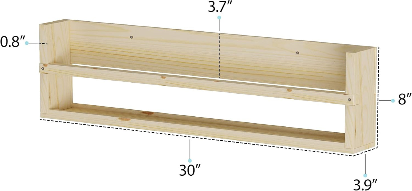 Brightmaison Polynez 30" Floating Shelves for Nursery & Kids, Set of 2 Unfinished Multiuse Wall Shelf