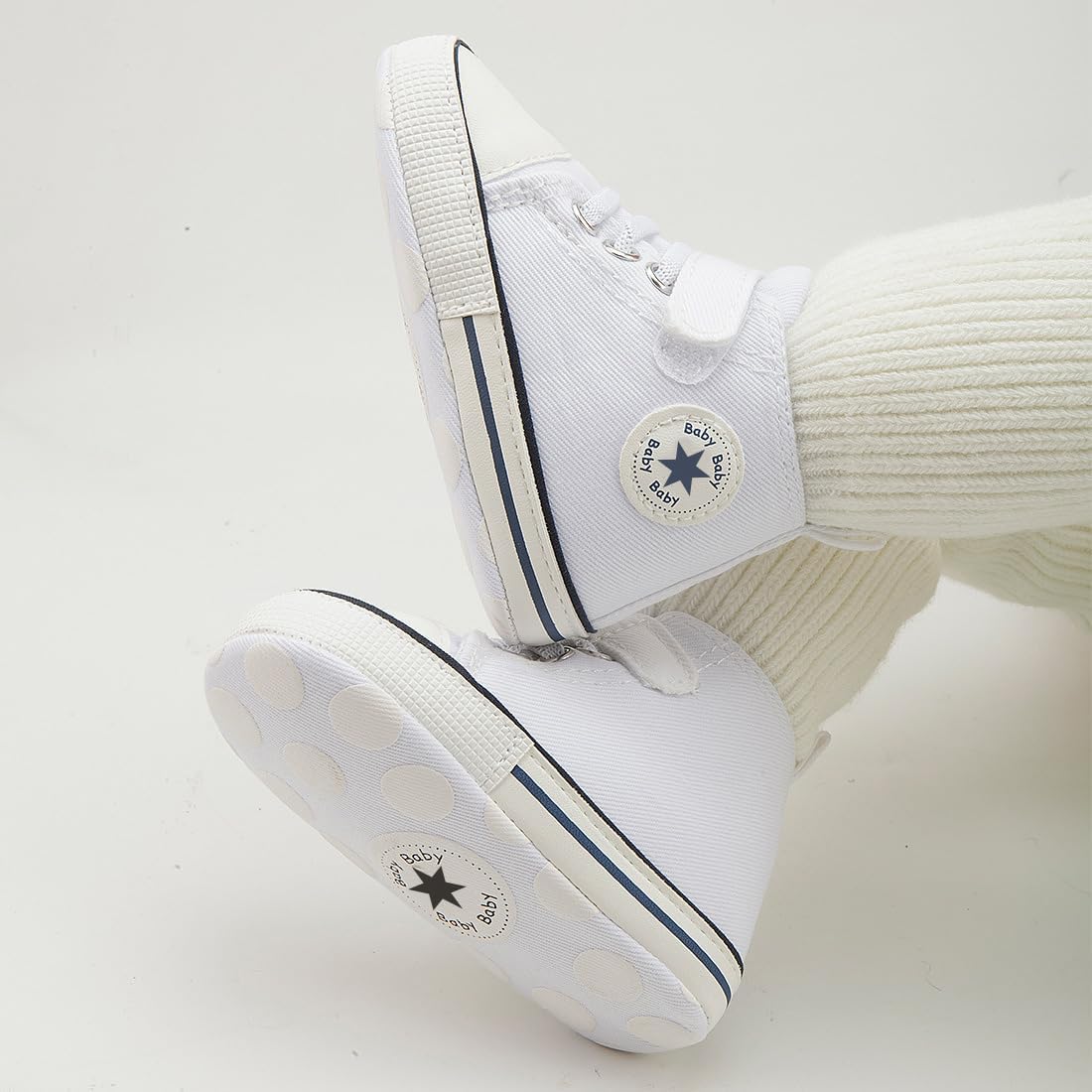 Unisex Baby Girls Boys Canvas High-top Shoes, Newborn Infant Anti-Slip Soft Sole Frist Walking Breathable Sneakers