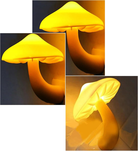 AUSAYE 3 Pack Sensor LED Mushroom Night Light Plug in Lamp Cute Night Lights for Adults Kids NightLight Bedroom,Bathroom,Toilet,Hallway,Stairs,Kitchen,Basement Warm Yellow