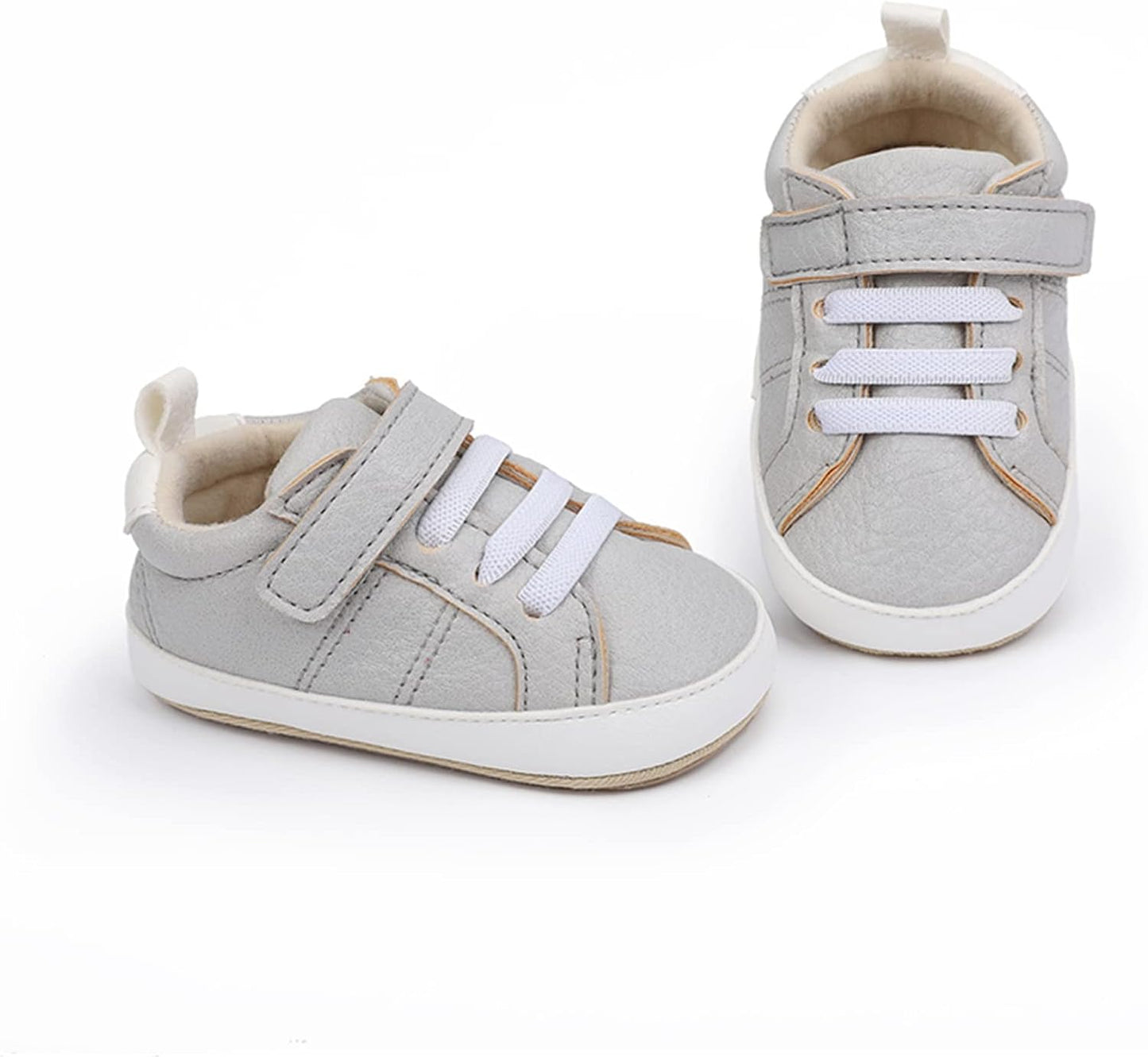 SOFMUO Baby Boys Girls High Top Ankle PU Leather Sneakers Soft Rubber Sole Infant Moccasins Newborn Oxford Loafers Anti-Slip Toddler Wedding Uniform Dress Shoes