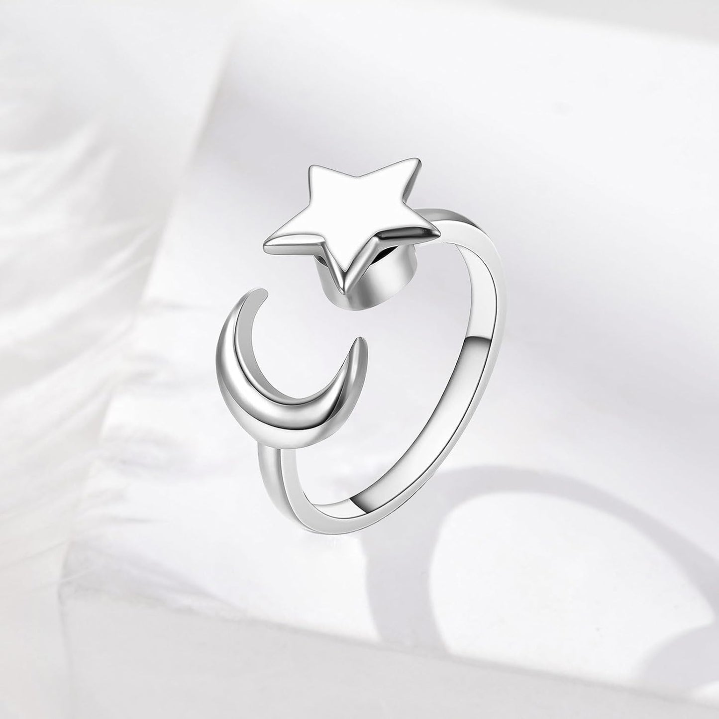 INFUSEU Funny Spinner Fidget Rings for Women Girls Anti Anxiety Stress Worry, Adjustable Size