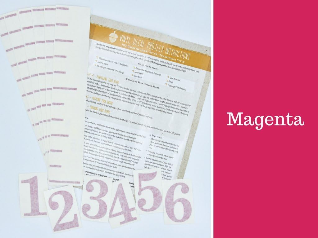 Little Acorns DIY Vinyl Growth Chart Ruler Decal Kit, Large #s - Magenta