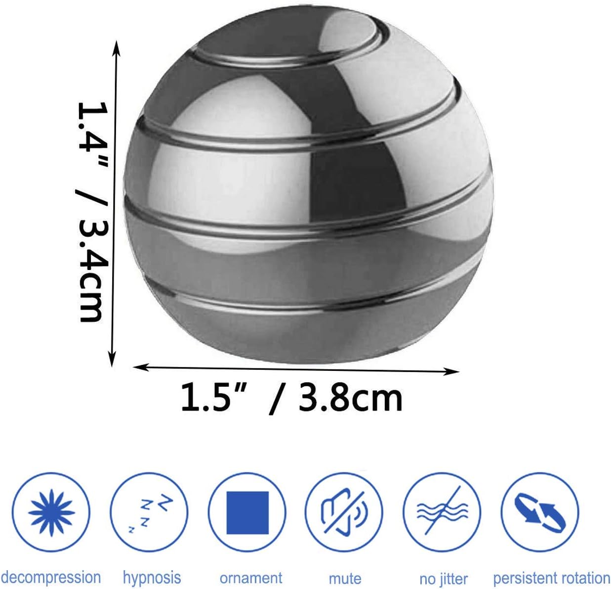 Kinetic Desk Toy,Optical Illusion Metal Fidget Spinning Ball,Office Executive Stress Relief Spinner Toys for Adults & Kids