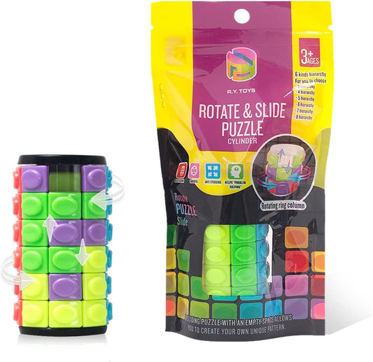 R.Y.TOYS Rotate and Slide Puzzle-Design Patent,Fidget Toys(Restore Order/Create Patterns) 8 Colors,6 Layers-Detach Piece for Quick Play,Brain Teaser,Sensory Toys,Birthday Gifts,Easter Basket Stuffers