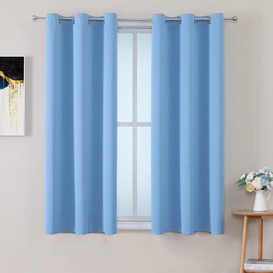 ChrisDowa Grommet Room Darkening Curtains for Bedroom and Living Room - 2 Panels Set Thermal Insulated Blackout Curtains (Sky Blue, 38W x 54L)