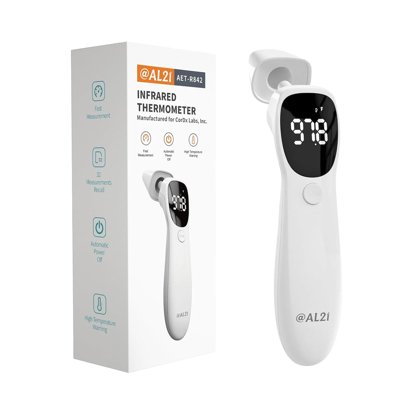 Dual Mode Thermometer for Adults, Kids, and Babies – Infrared Digital Forehead and Ear Thermometer, No Touch with Fever Alarm and Fast Results